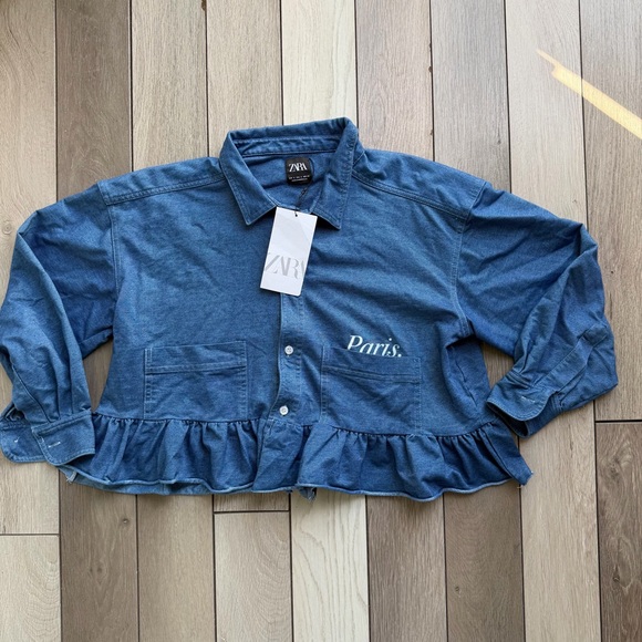 Zara Classic Blue Denim Shirt - Picture 2 of 6